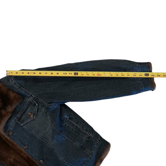 VTG Denim Jacket With Faux Fur Collar And Cuffs By Marvin Richards Women’s Large - Picture 9 of 13